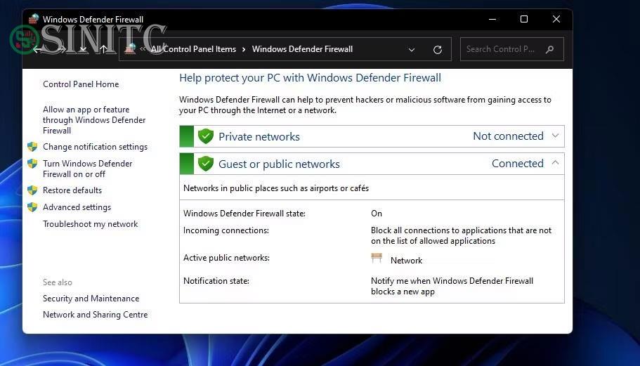 Applet Control Panel Windows Defender Firewall