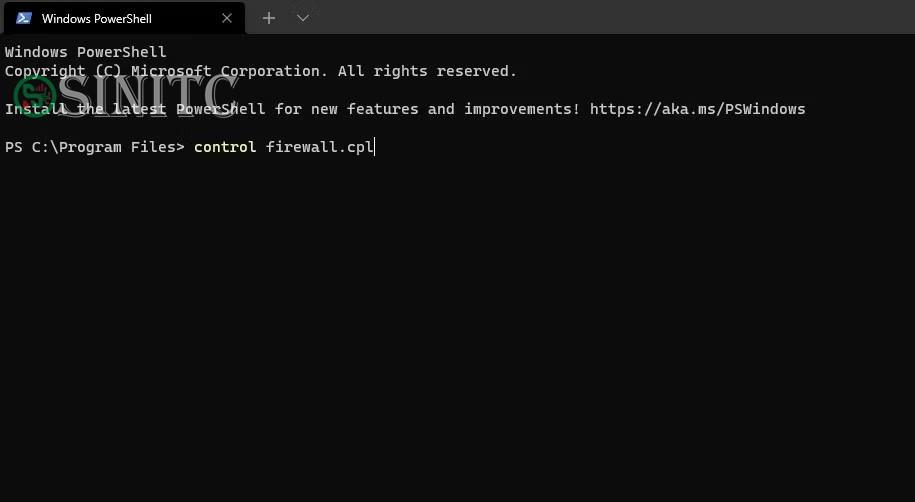 Lệnh control firewall.cpl