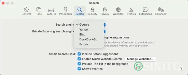 Thay đổi công cụ tìm kiếm trong trình duyệt Safari.