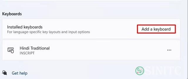 Nhấp vào nút "Add a Keyboard" 