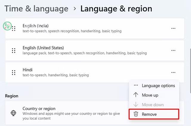 Chọn "Remove"