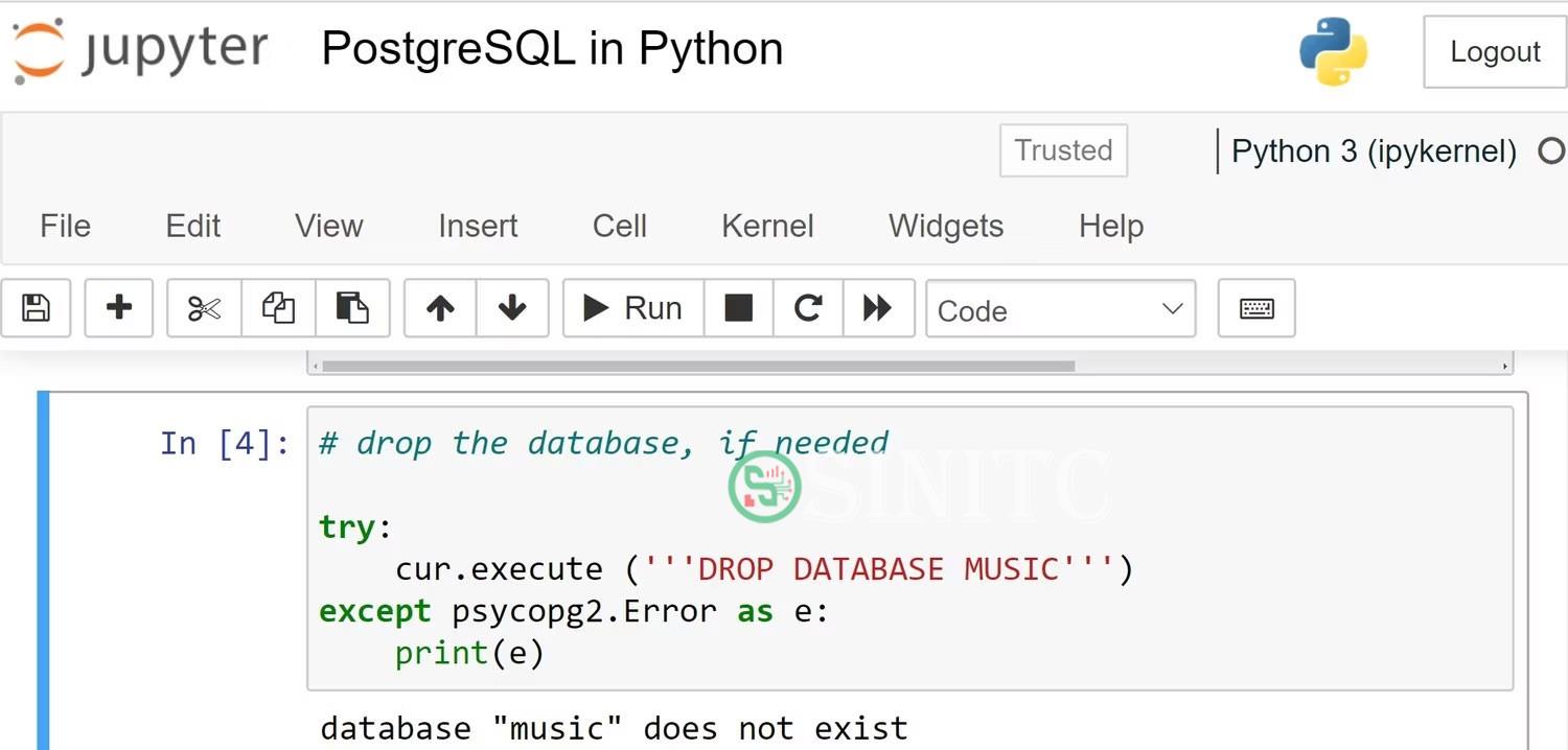 Code Python để loại bỏ cơ sở dữ liệu trong Postgres