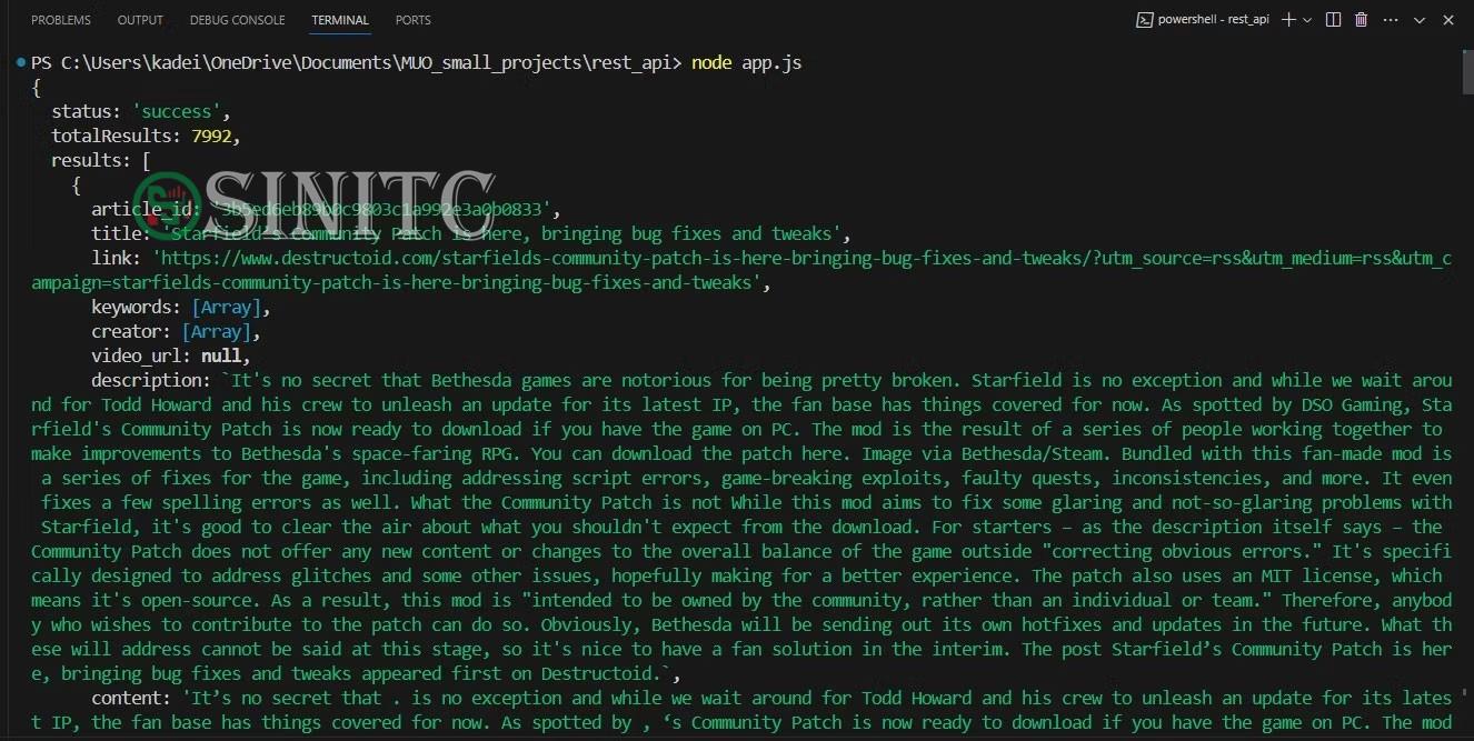 Phản hồi API tin tức phần 1