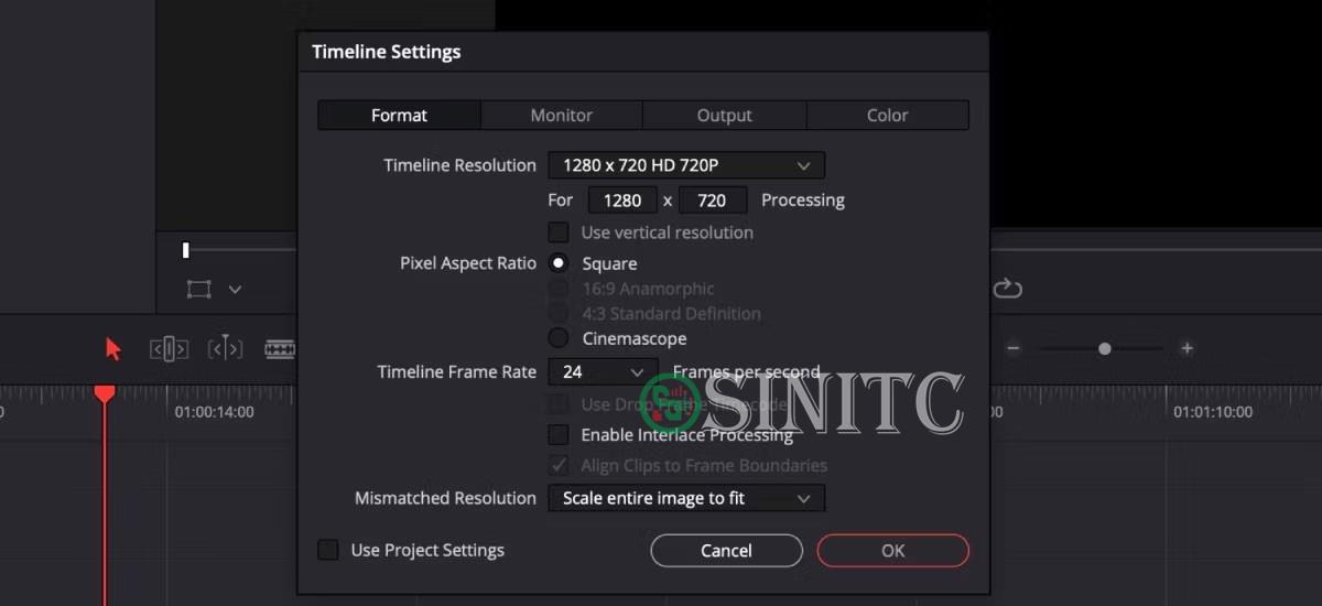 Thay đổi cài đặt timeline trên DaVinci Resolve