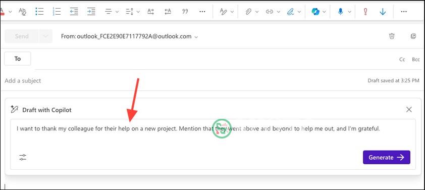 Tạo email nháp Outlook bằng Copilot 