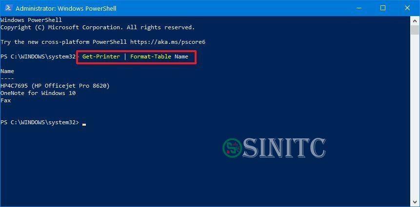 Lệnh PowerShell để liệt kê máy in