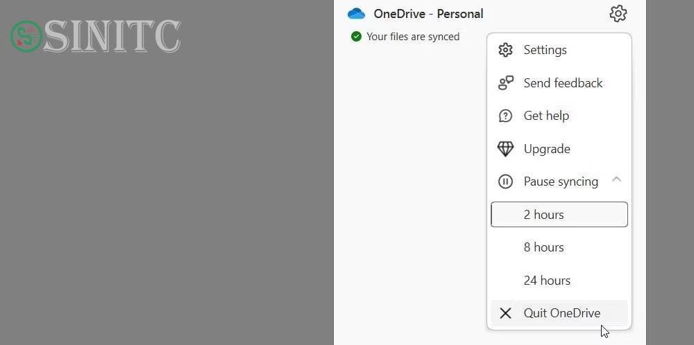 Bấm vào tùy chọn Quit OneDrive