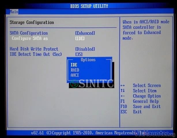 Tùy chọn SSD trong Windows BIOS