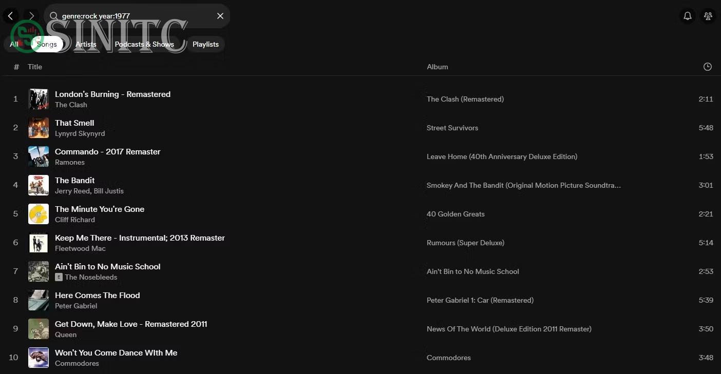 Toán tử tìm kiếm của Spotify hoạt động trên ứng dụng desktop