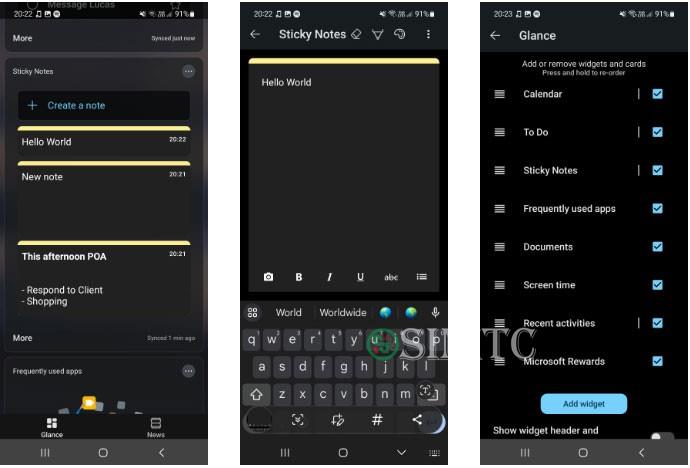 Tiện ích Sticky Notes trong Microsoft Launcher