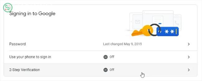 Nhấp vào “2-Step Verification”