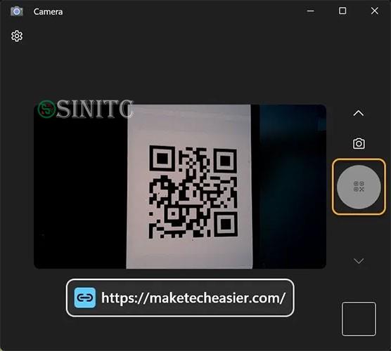 Ứng dụng Windows Camera quét mã QR