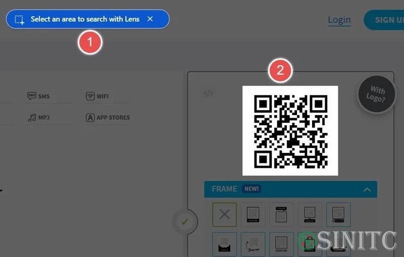 Chọn đường viền xung quanh vùng mã QR bằng Google Lens.