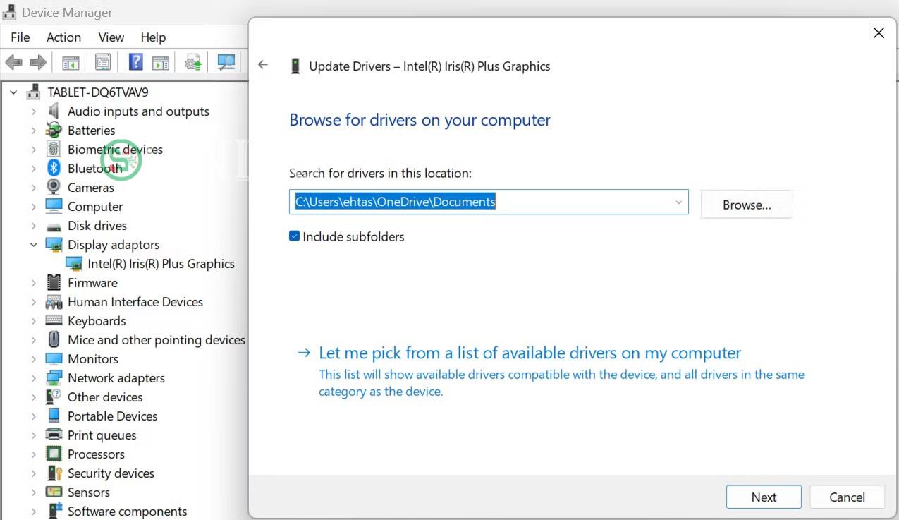 Cập nhật driver đồ họa theo cách thủ công thông qua Device Manager trên Windows.