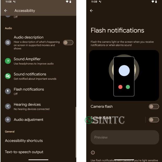 Thông báo flash trong Android 14