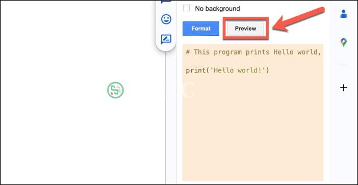 Xem trước code block trong Google Docs