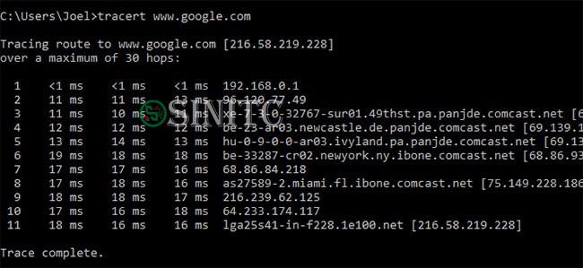 Lệnh Tracert