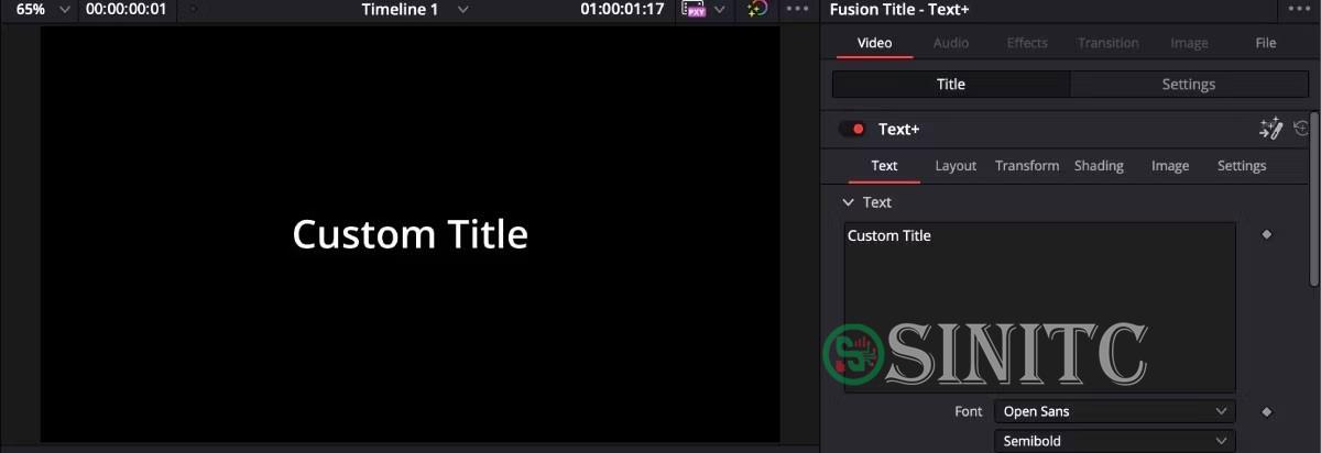 Trang Fusion của DaVinci Resolve với tiêu đề chưa được chỉnh sửa