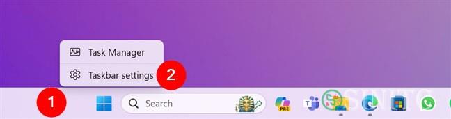Truy cập cài đặt Taskbar