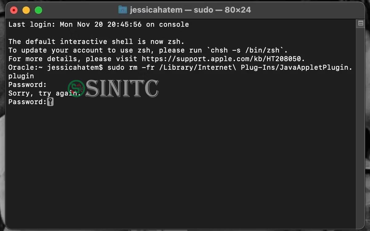 Xóa Java bằng Terminal