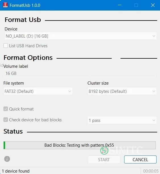 Format ổ USB và kiểm tra các bad sector bằng tiện ích FormatUSB.