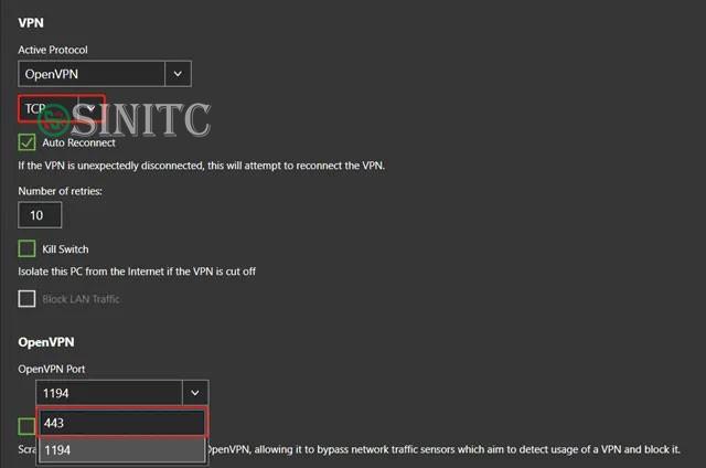 Kết nối UDP qua cổng 1194 có thể là vấn đề