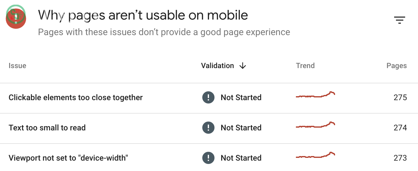 Báo cáo Mobile Usability trên thiết bị di động trong Google Search Console