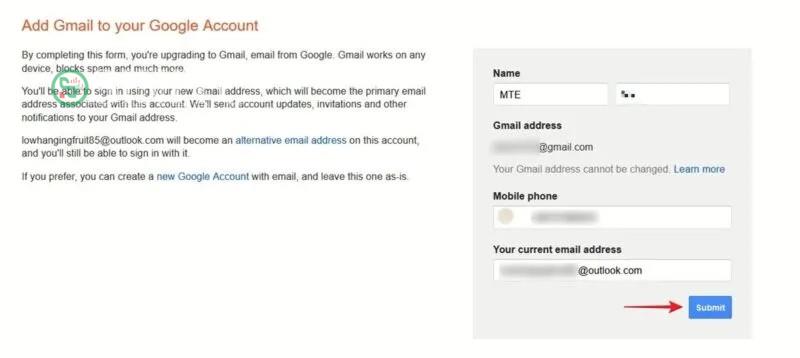 Thêm Gmail trở lại tài khoản Google của bạn.