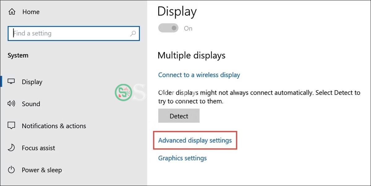 Advanced display settings trong cài đặt Display Windows 10