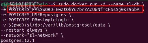 Terminal highlight mật khẩu Postgres ngẫu nhiên cho phiên bản SimpleLogin.