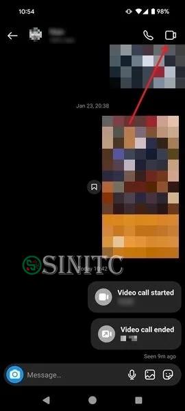 Biểu tượng cuộc gọi video trong DM cá nhân trên ứng dụng Instagram.