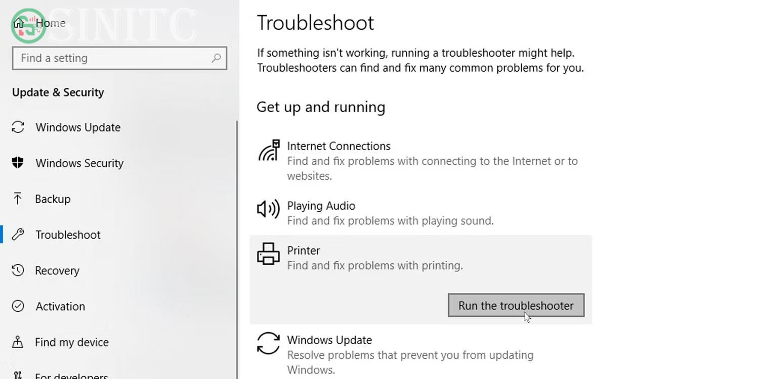 Chạy Printer Troubleshooter