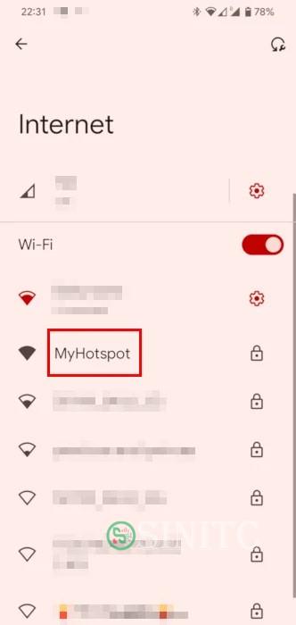 WiFi Hotspot tùy chỉnh hiển thị trên điện thoại.