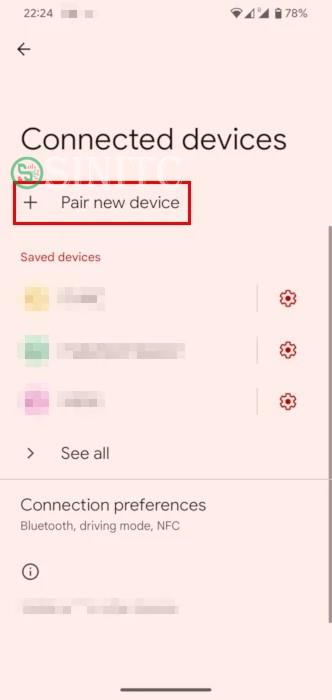 Tùy chọn Pair new device trên menu Bluetooth của điện thoại.