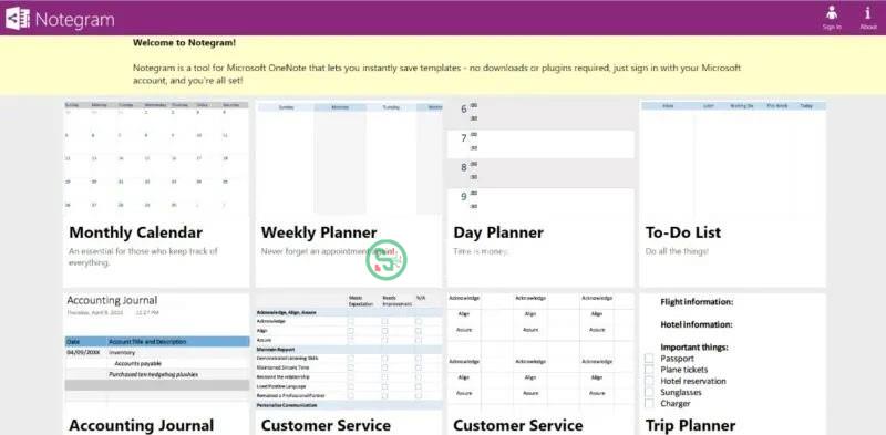 Template Notegram Onenote miễn phí