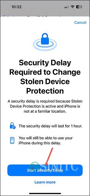 Thời gian chờ khi tắt bảo vệ iPhone hoặc khi iPhone bị đánh cắp
