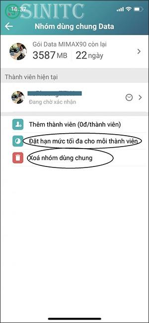 Xóa nhóm dùng chung data