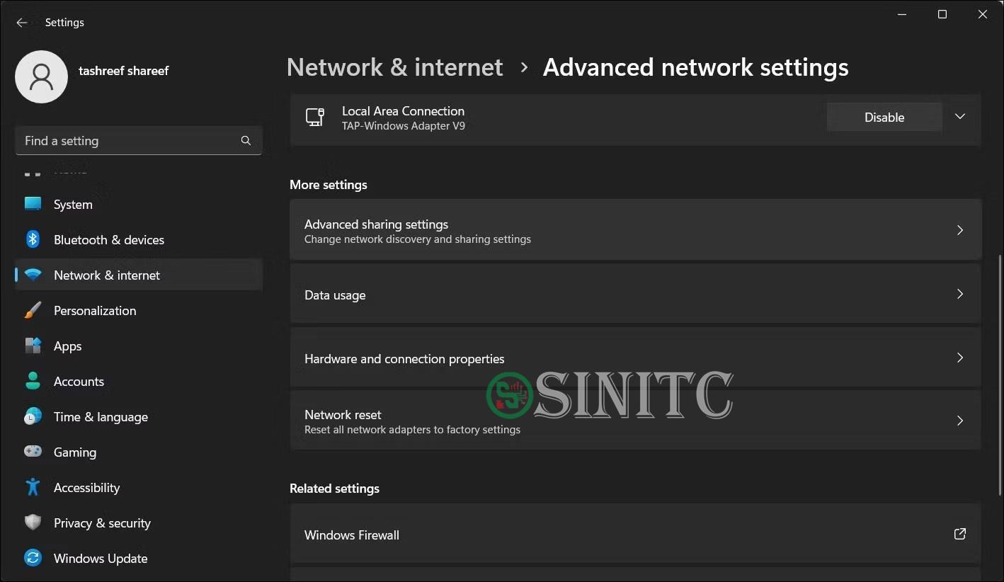 Chọn Advanced network settings