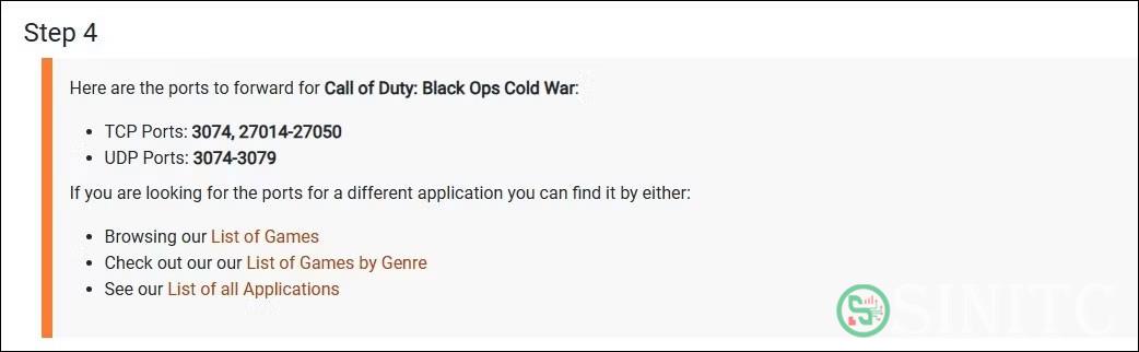 Cổng TCP UDP Call of Duty Cold War