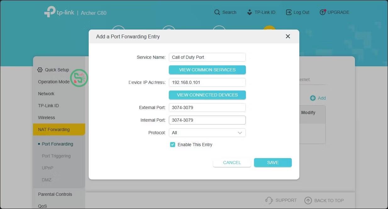 Thêm tên cho mục port forwarding