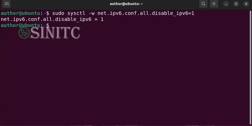 Tạm thời vô hiệu hóa IPv6 trên Ubuntu bằng lệnh được chỉ định