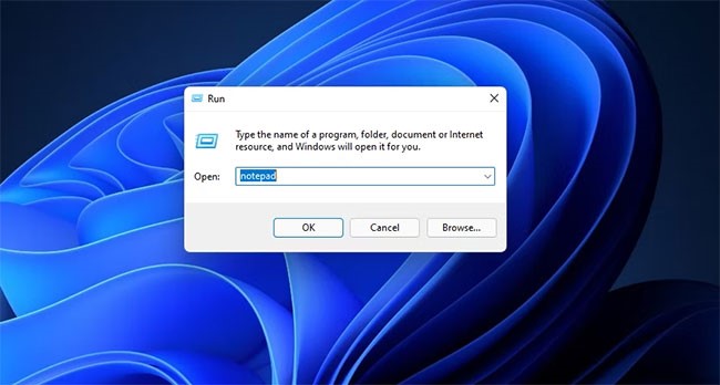 Nhập Notepad vào hộp Open text