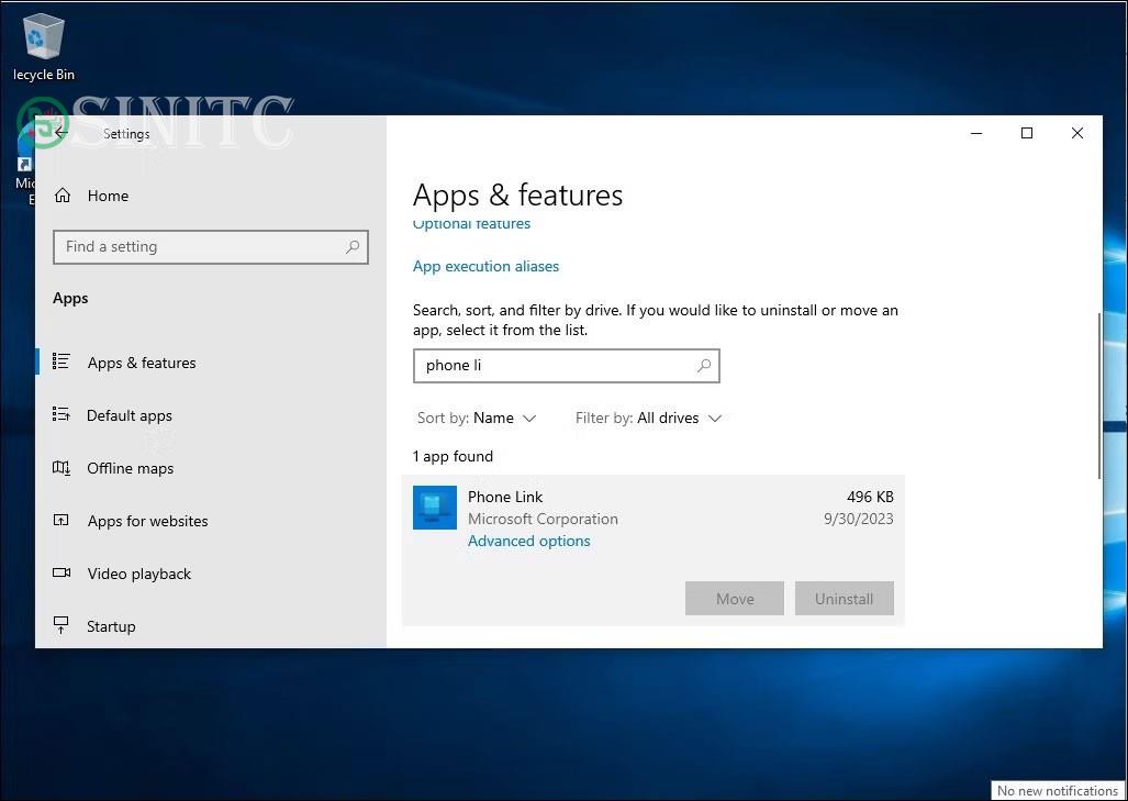 Advanced options trong ứng dụng cài đặt Windows 10