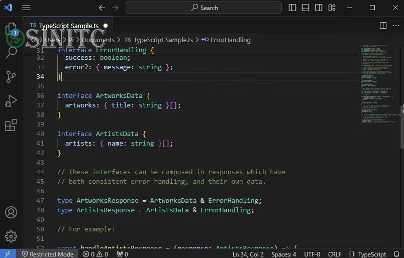 Mẫu TypeScript trong Visual Studio Code