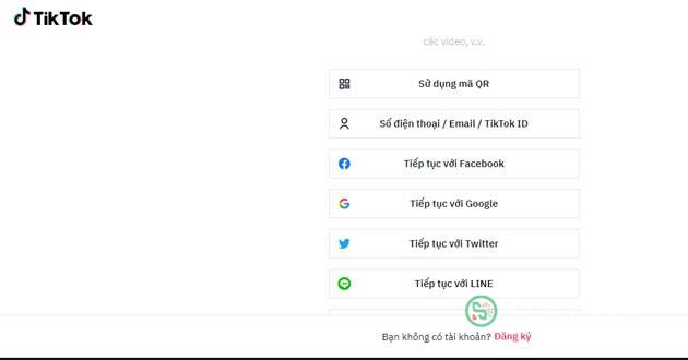 Chọn phương thức đăng nhập TikTok