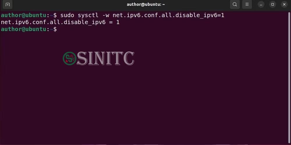 Tạm thời vô hiệu hóa IPv6 trên Ubuntu bằng lệnh được chỉ định