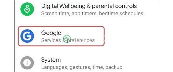 Chọn mục "Google"