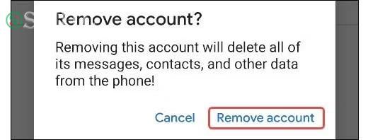 Nhấn vào "Remove Account” 