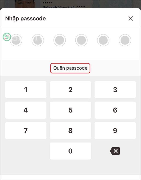 Quên passcode VNeID