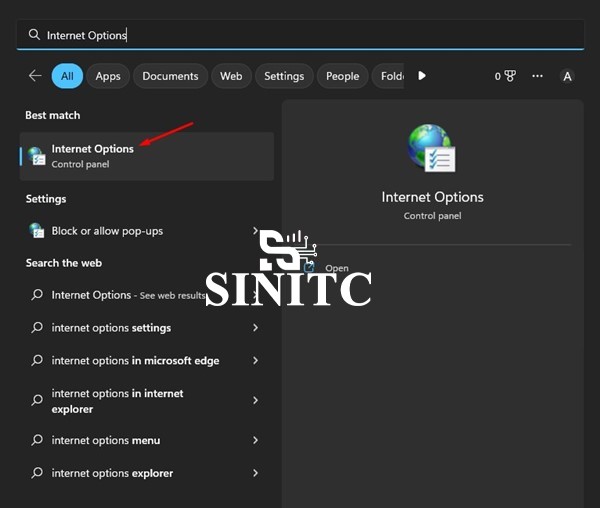 Cách mở internet options trong windows 11